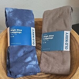 Old Navy Blue Tie-Dye and Brown Leggings Set